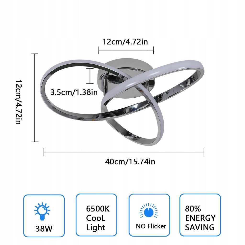 Ceiling Light - Chrome Aluminium Frame, White Light