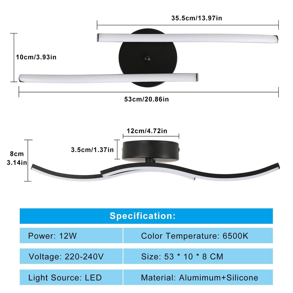 Ceiling Light - Black Aluminium Frame, White Light