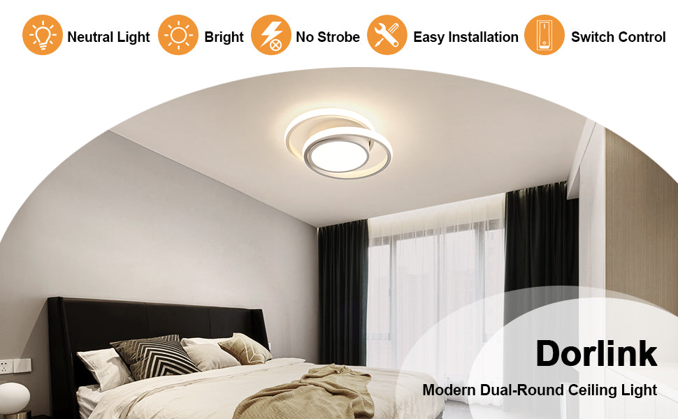 Ceiling Light - White Aluminium Frame, Natural Light
