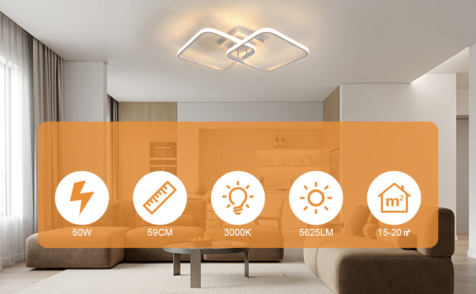 Ceiling Light - White Aluminium Frame, Warm Light
