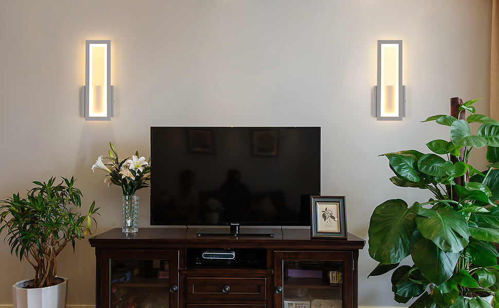Wall Light - White Acrylic Frame, Warm Light