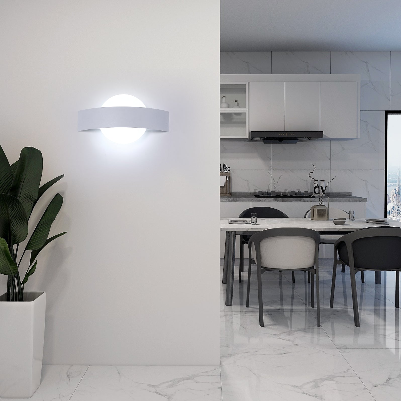 Wall Light - White Acrylic Frame, White Light