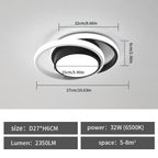 Ceiling Light - Black & White Aluminium Frame, White Light