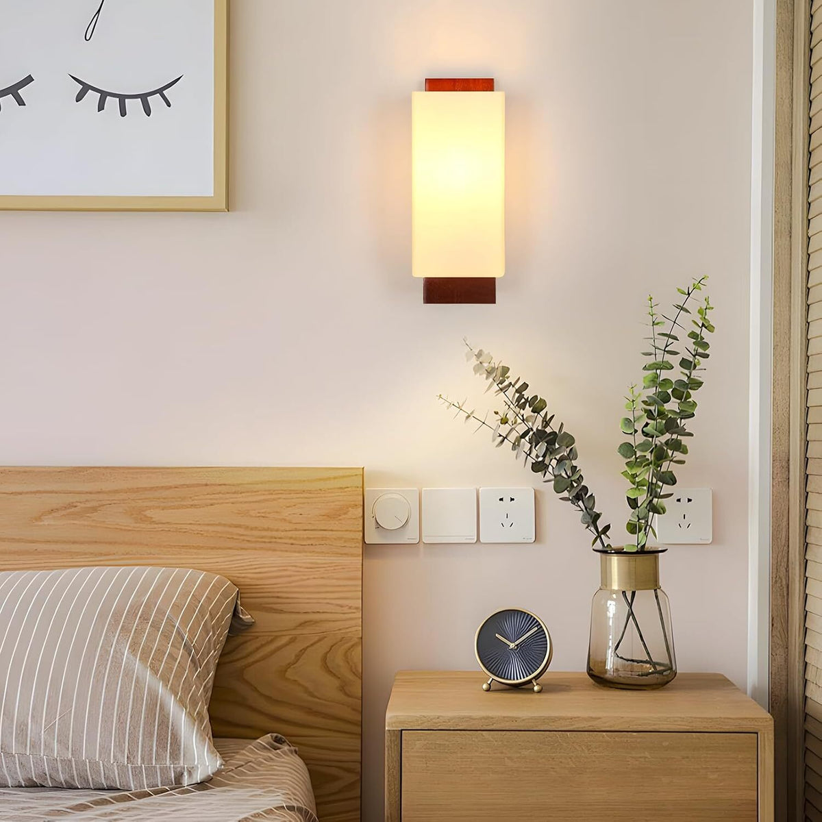 Wall Light - Wood Glass Frame
