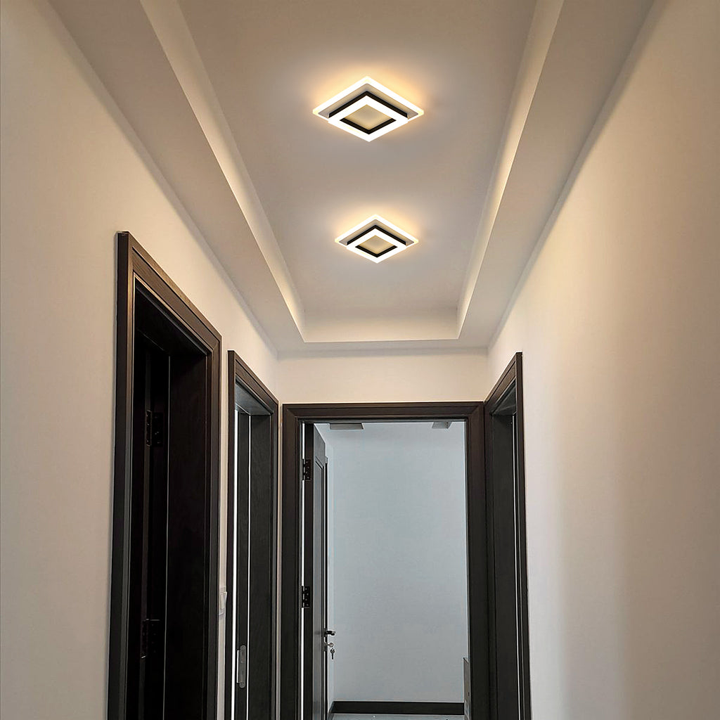 Ceiling Light - Black & White Acrylic Frame, Warm Light