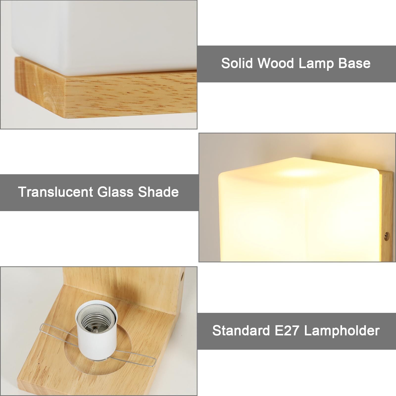Wandleuchte - Rahmen aus Holz und Glas