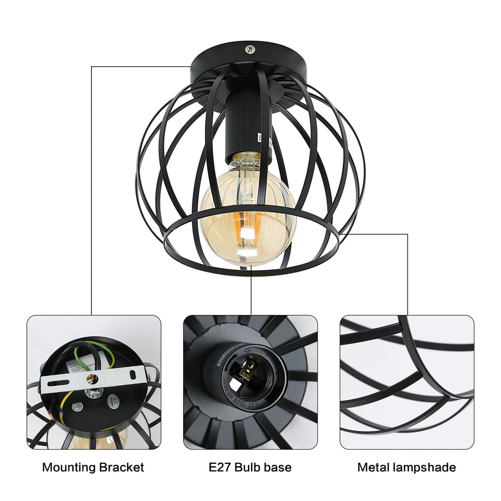 Ceiling Light - Black Metal Frame
