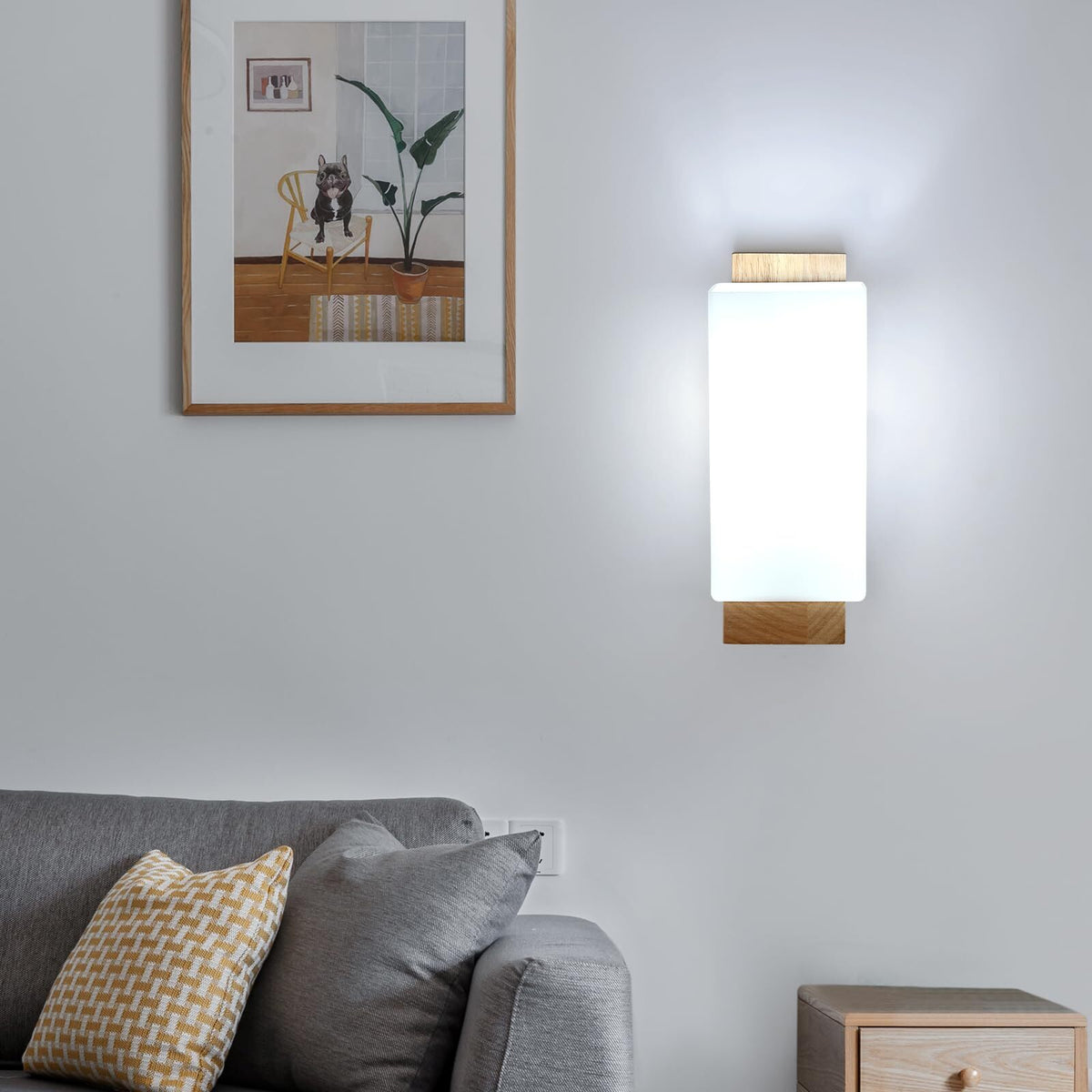 Wall Light - Wood Glass Frame