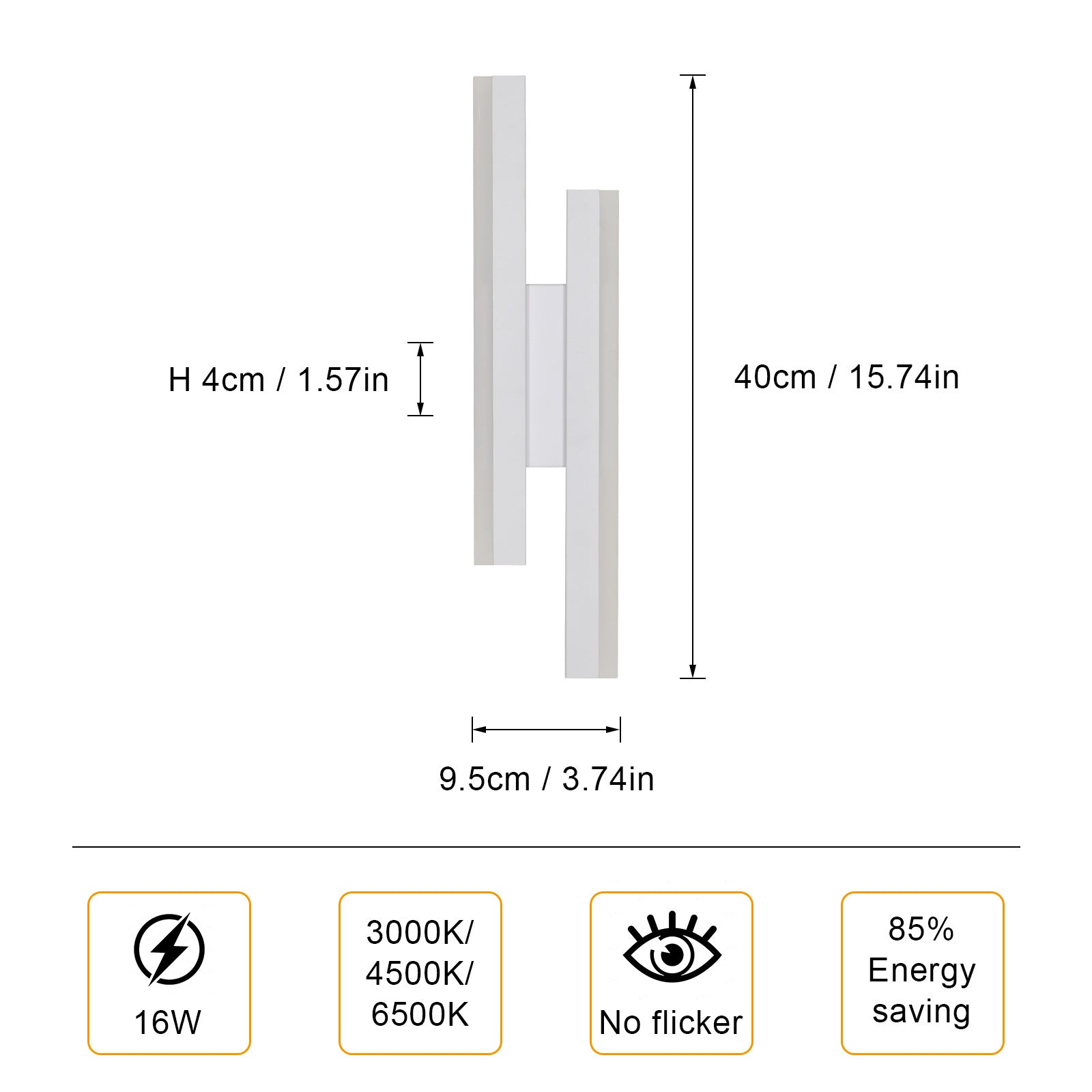 Wall Light - White Acrylic Frame, Tunable