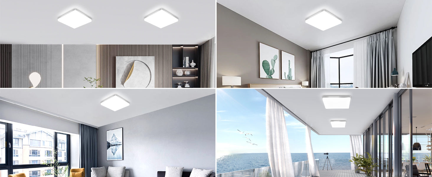 Comely LED Plafonnier 30x30 cm, 48W Blanc Froid 6500K, Plafonnier LED Plat Blanc, IP54 Étanche, Économie d'Énergie, Ultra-fin, pour Salle de Bain, Cuisine, Bureau, Couloir, Salon