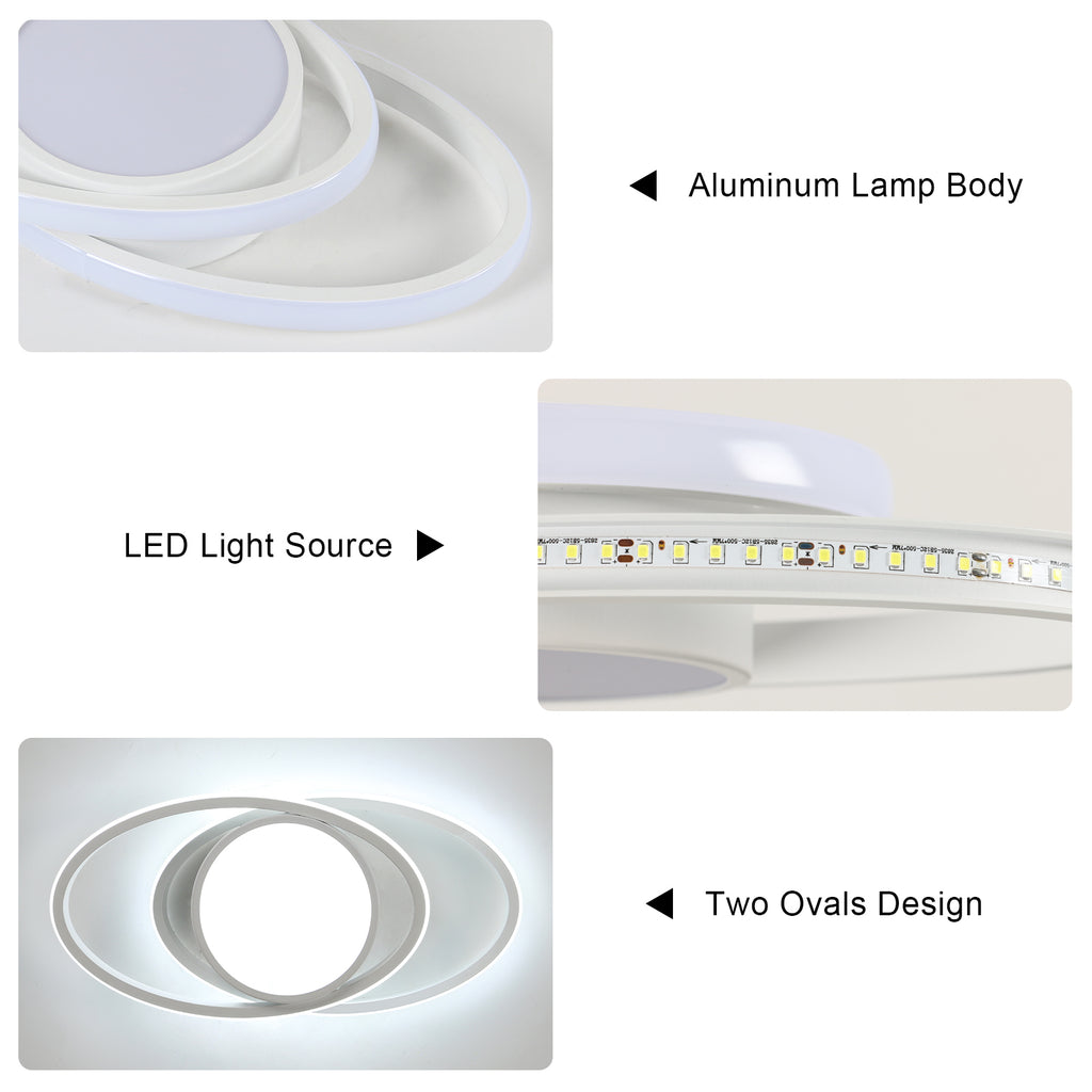 Ceiling Light - White Metal Frame, White Light