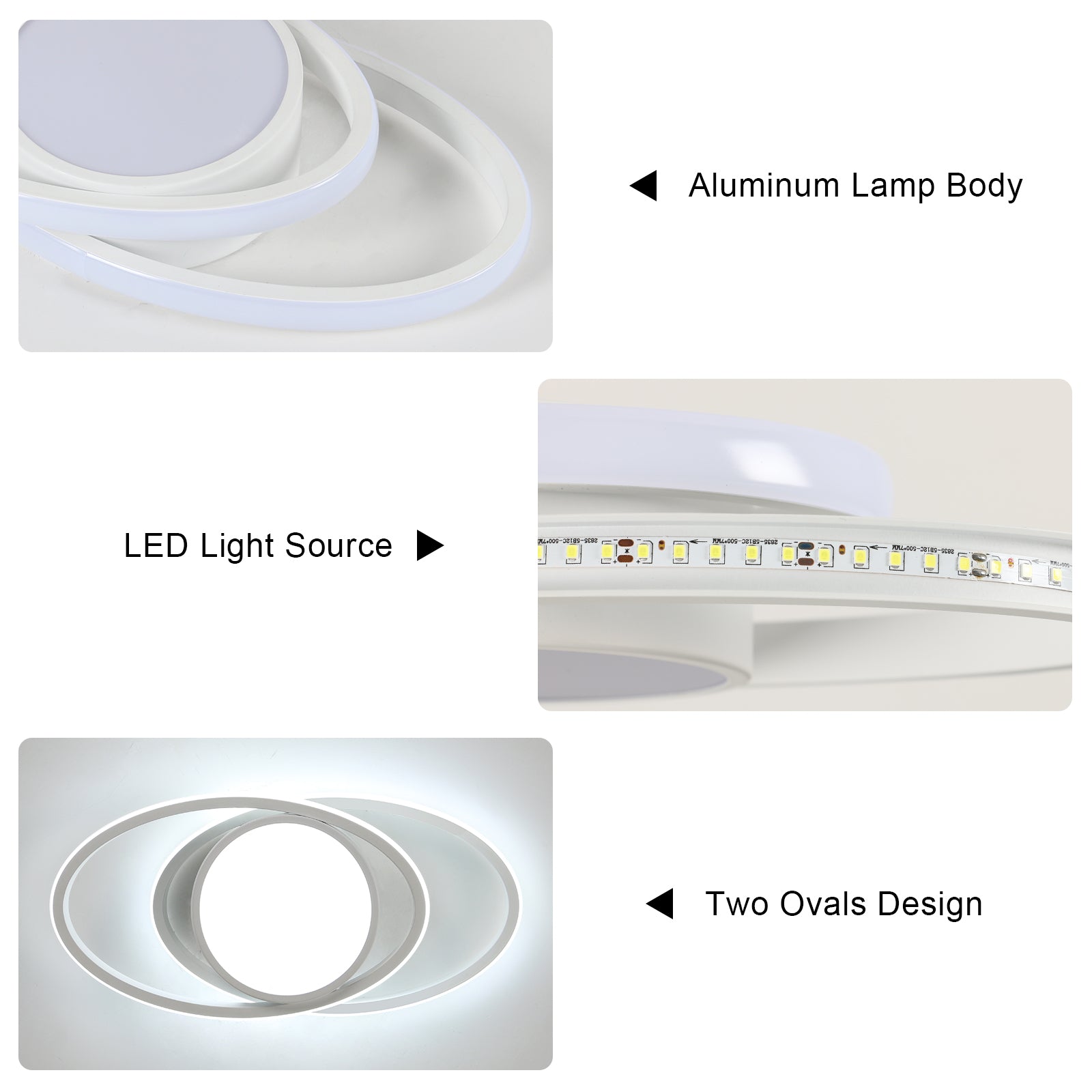 Ceiling Light - White Metal Frame, White Light