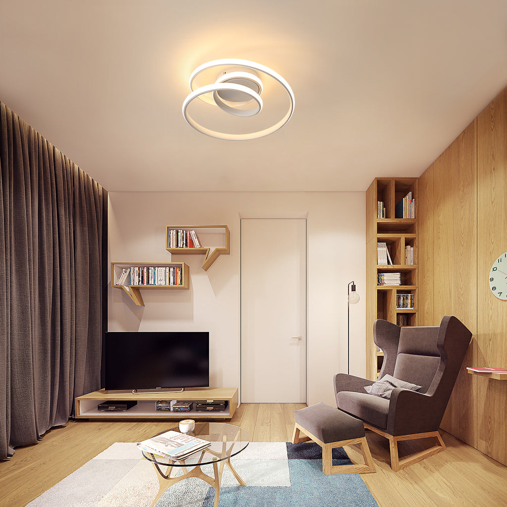 Ceiling Light - White Aluminium Frame, Warm Light