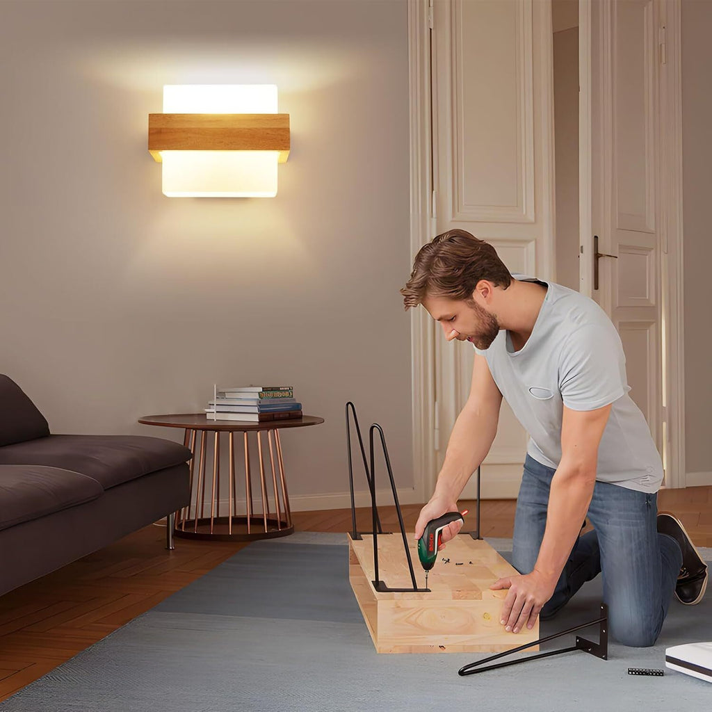 Wall Light - Wood Glass Frame, Tunable