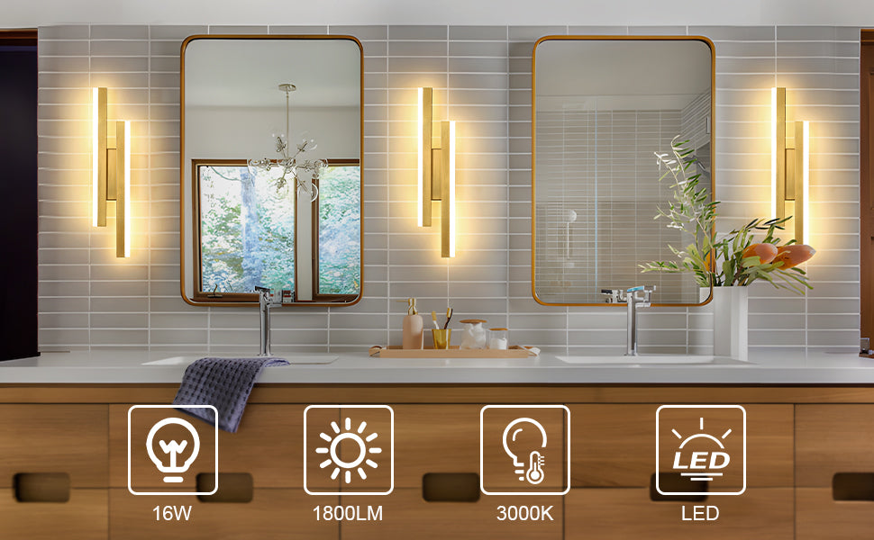 Wall Light - Gold Acrylic Frame, Warm Light