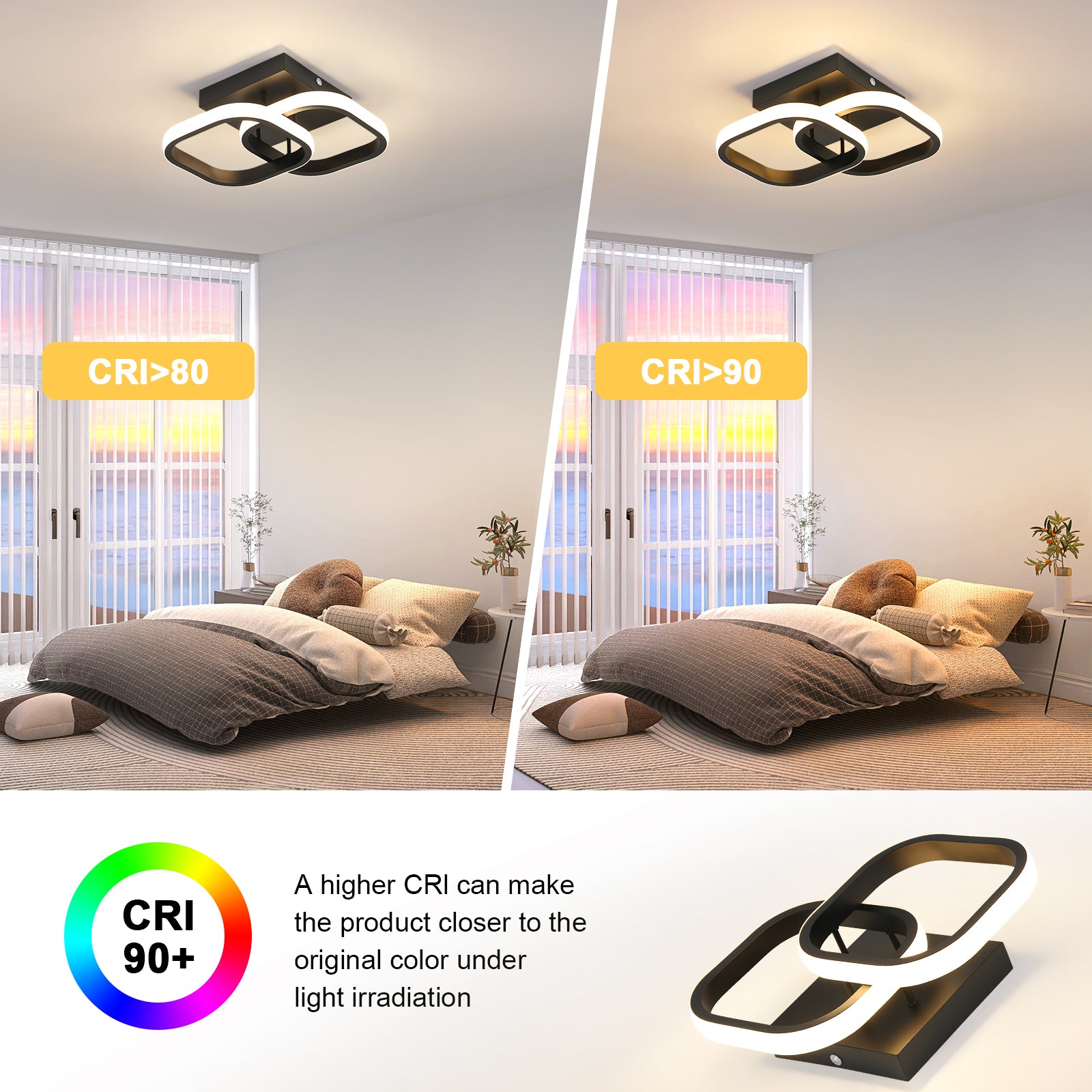 Ceiling Light - Black Aluminium Frame, Warm Light