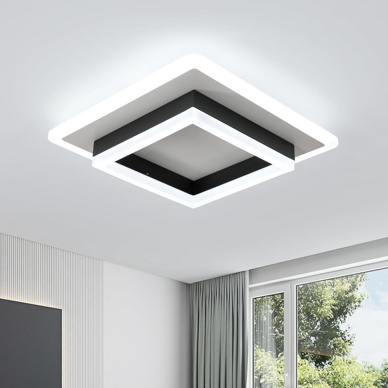 Ceiling Light - Black & White Acrylic Frame, White Light