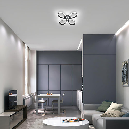 Comely Plafonnier LED Dimmable Moderne, 40W 4500LM 40cm 3000K-6500K, Luminaire Plafonnier Intérieur Forme Fleur avec Télécommande, Noir Lampe de Plafond LED pour Chambre à Coucher, Salon
