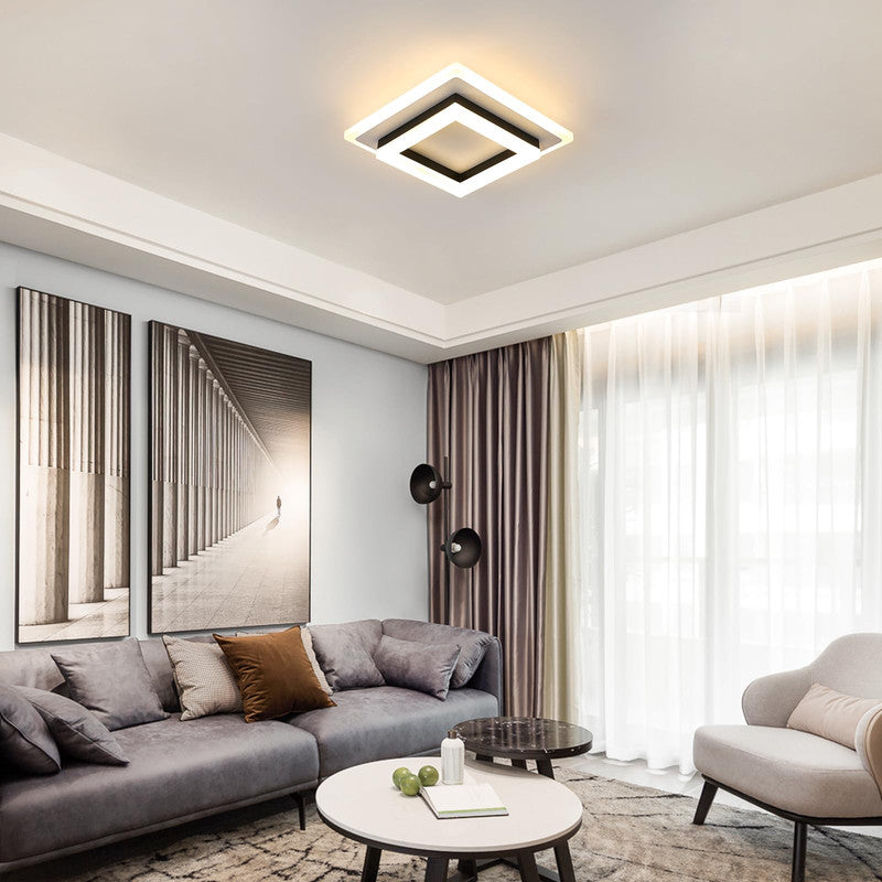 Ceiling Light - Black & White Acrylic Frame, Warm Light