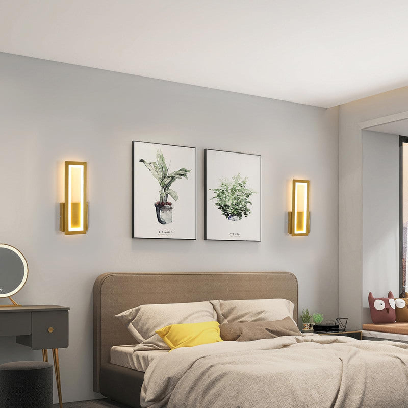 Wandleuchte – Goldener Acrylrahmen, Warmweißes Licht