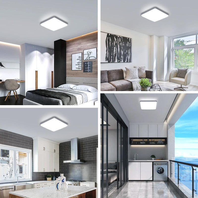 Ceiling Light - White Plastic Frame, White Light
