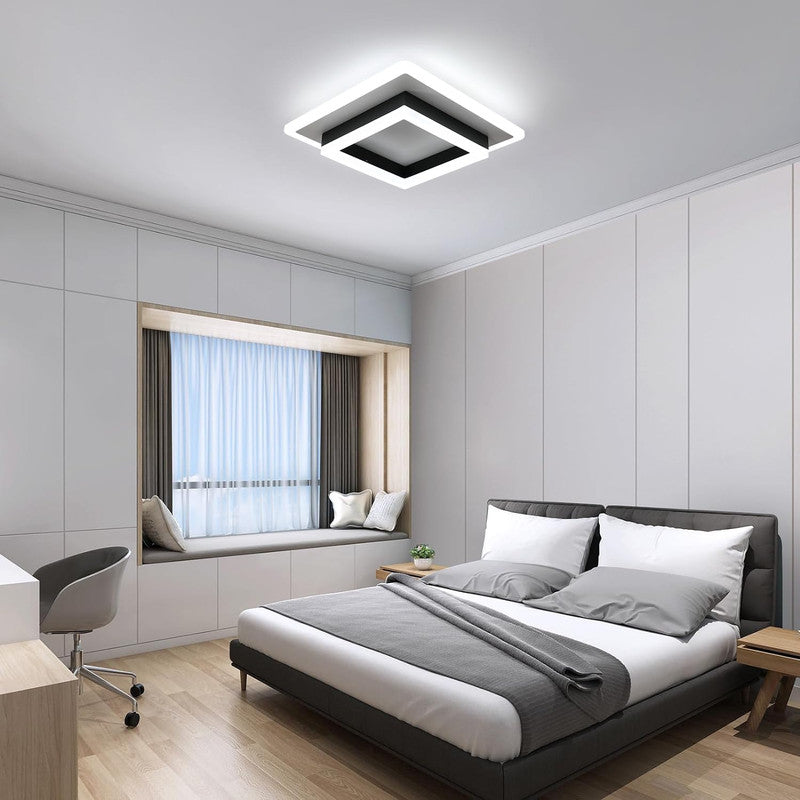 Ceiling Light - Black & White Acrylic Frame, White Light