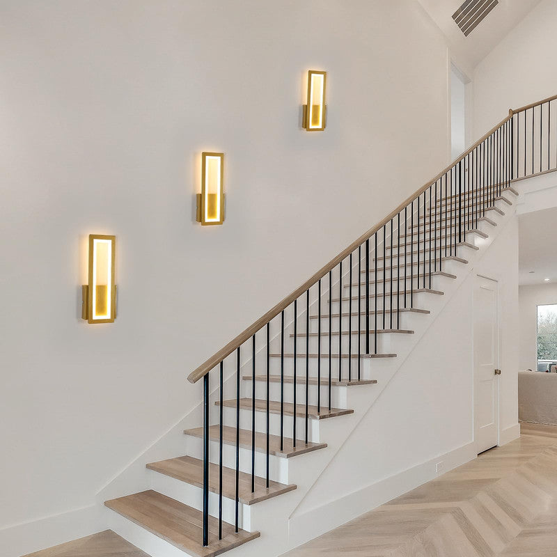 Wandleuchte – Goldener Acrylrahmen, Warmweißes Licht
