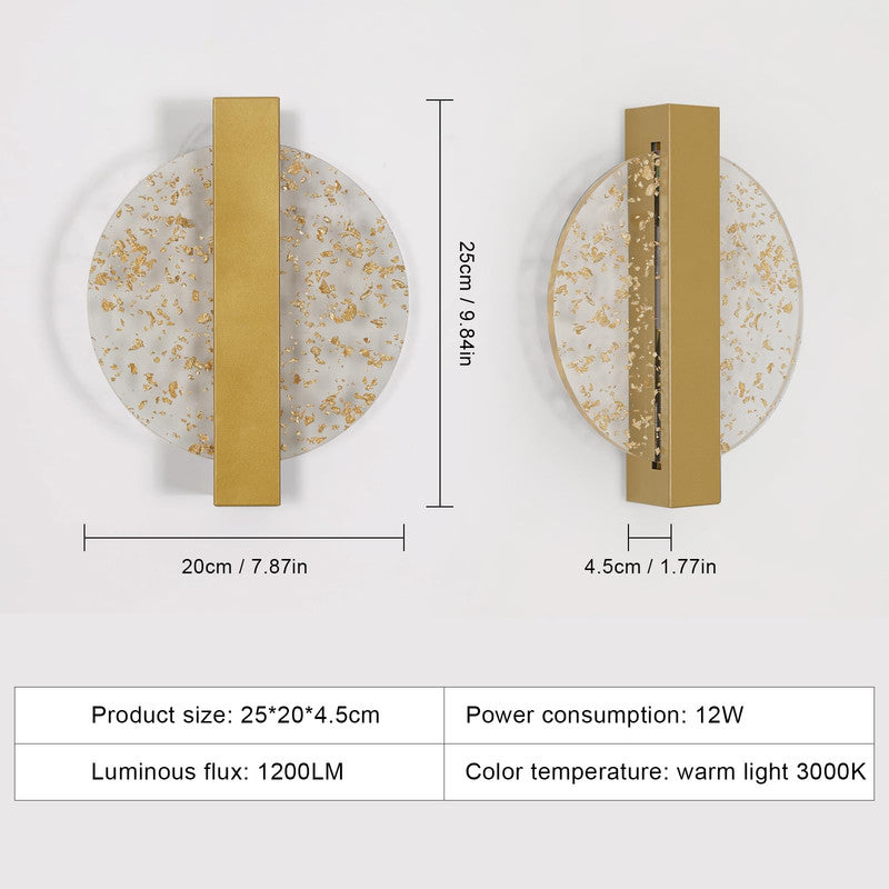 Wandleuchte – goldener Acrylrahmen, warmes Licht
