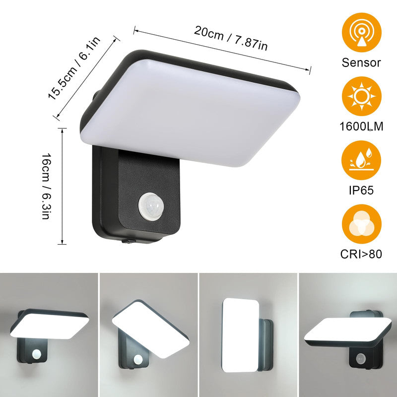 Lampada da parete - Telaio in alluminio nero, luce bianca