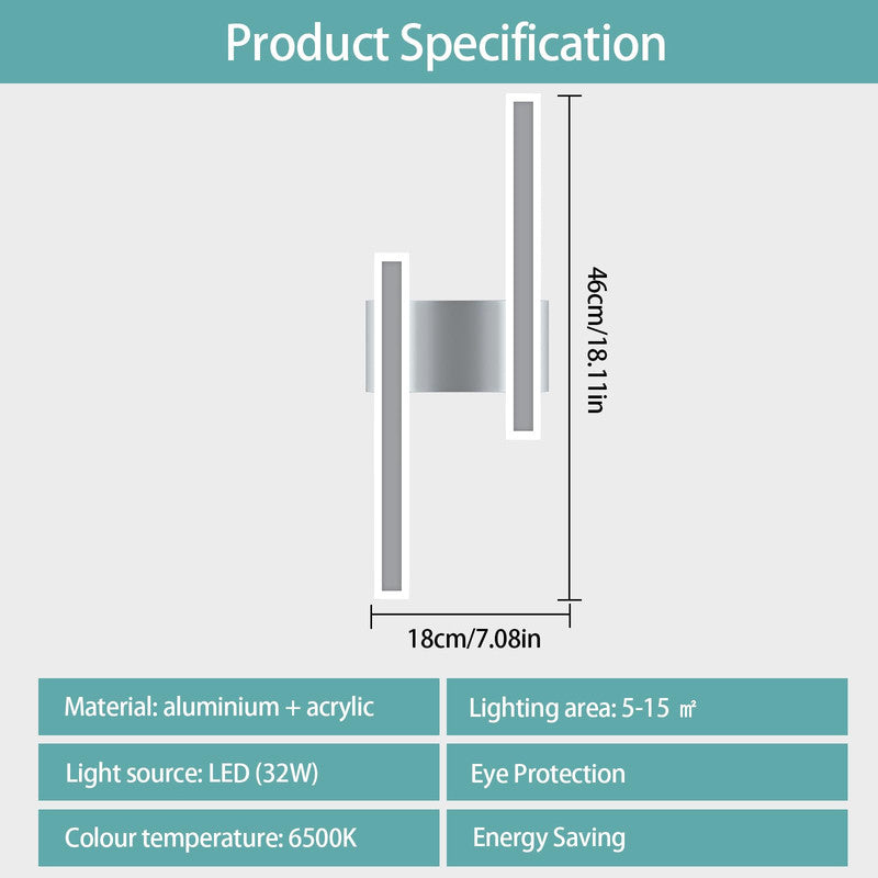 Wall Light - White Acrylic Frame, White Light