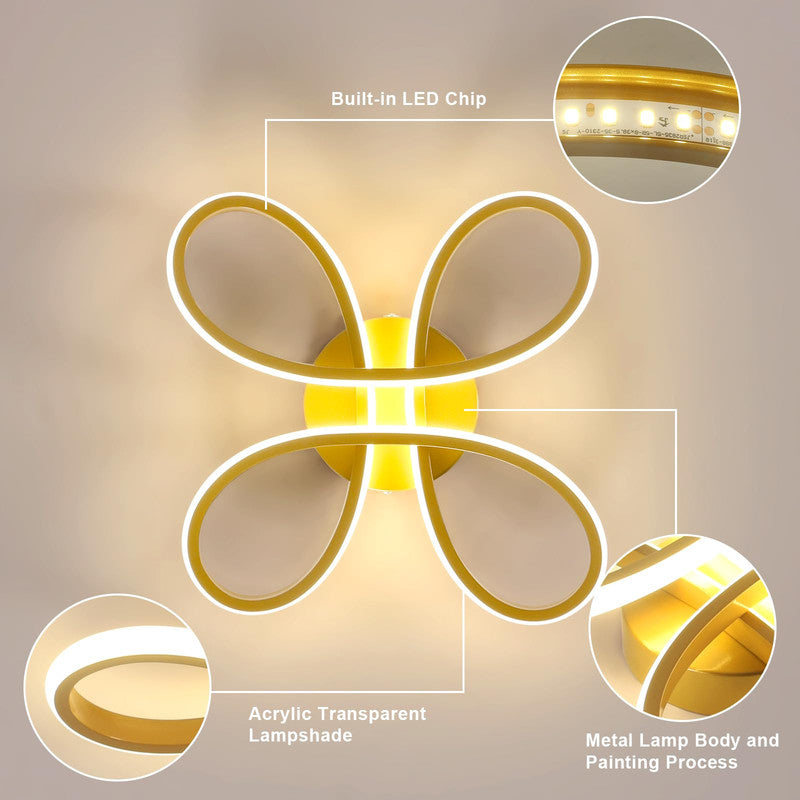 Deckenleuchte - Goldener Aluminiumrahmen, warmweißes Licht