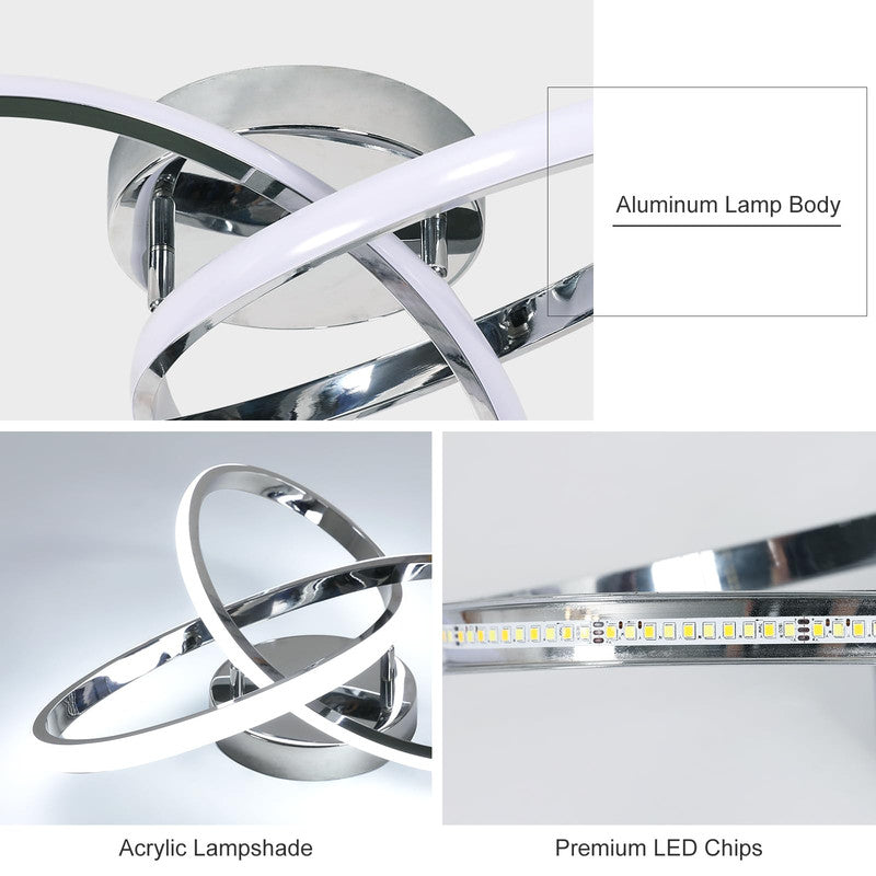 Ceiling Light - Chrome Aluminium Frame, Tunable and Dimmable