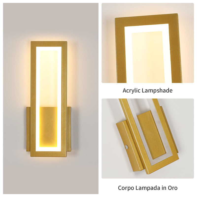Wandleuchte – Goldener Acrylrahmen, Warmweißes Licht