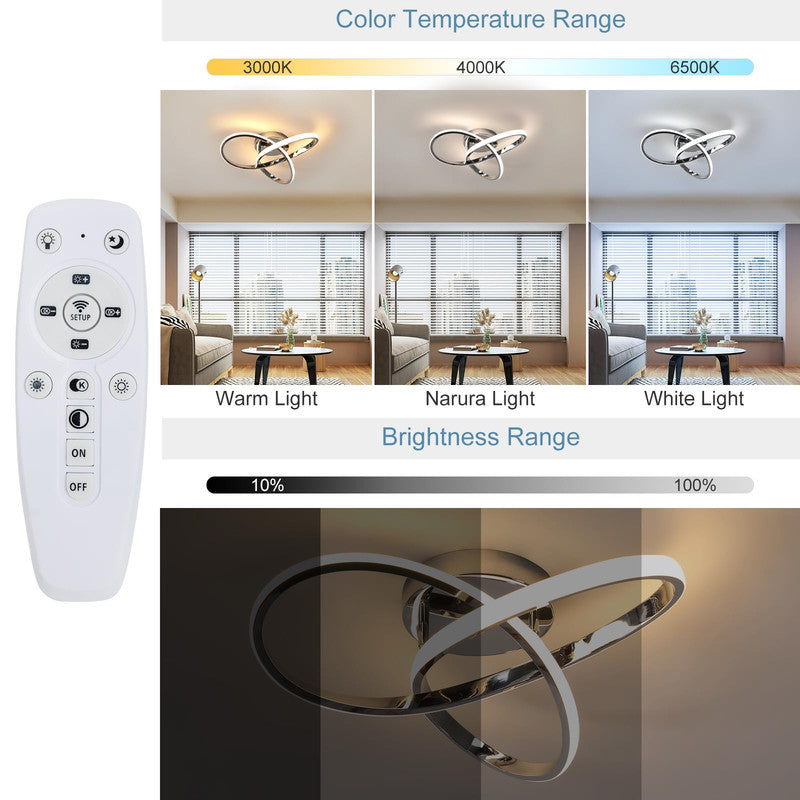 Ceiling Light - Chrome Aluminium Frame, Tunable and Dimmable