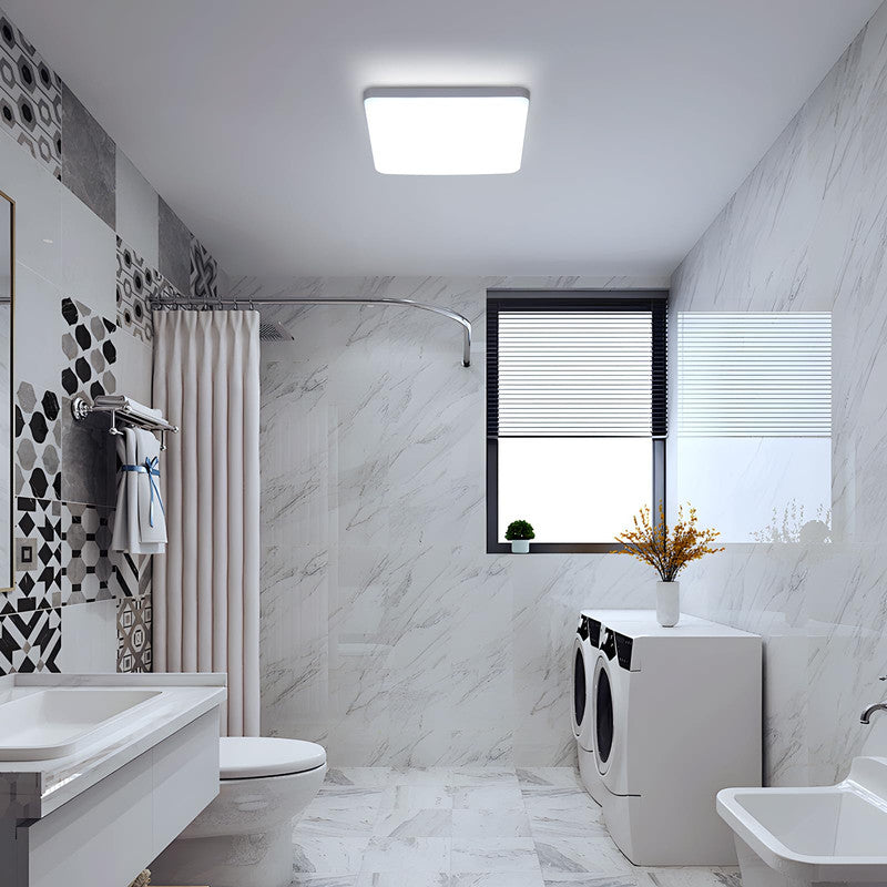 Ceiling Light - White Plastic Frame, White Light