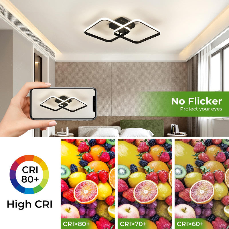 Ceiling Light - Black Aluminium Frame, Tunable and Dimmable