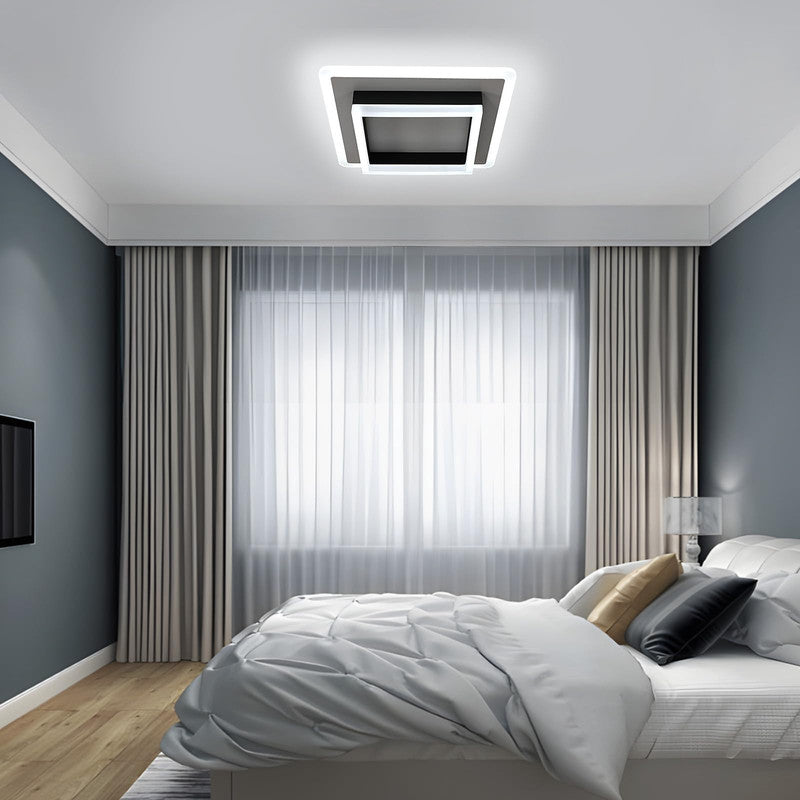 Ceiling Light - Black & White Acrylic Frame, White Light