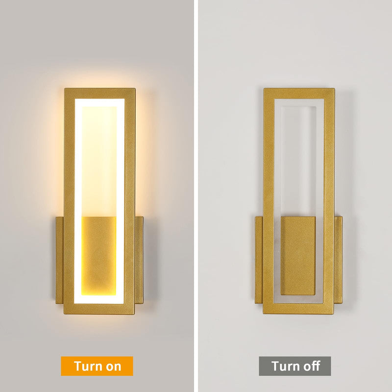 Wandleuchte – Goldener Acrylrahmen, Warmweißes Licht