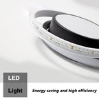 Ceiling Light - Black & White Aluminium Frame, White Light