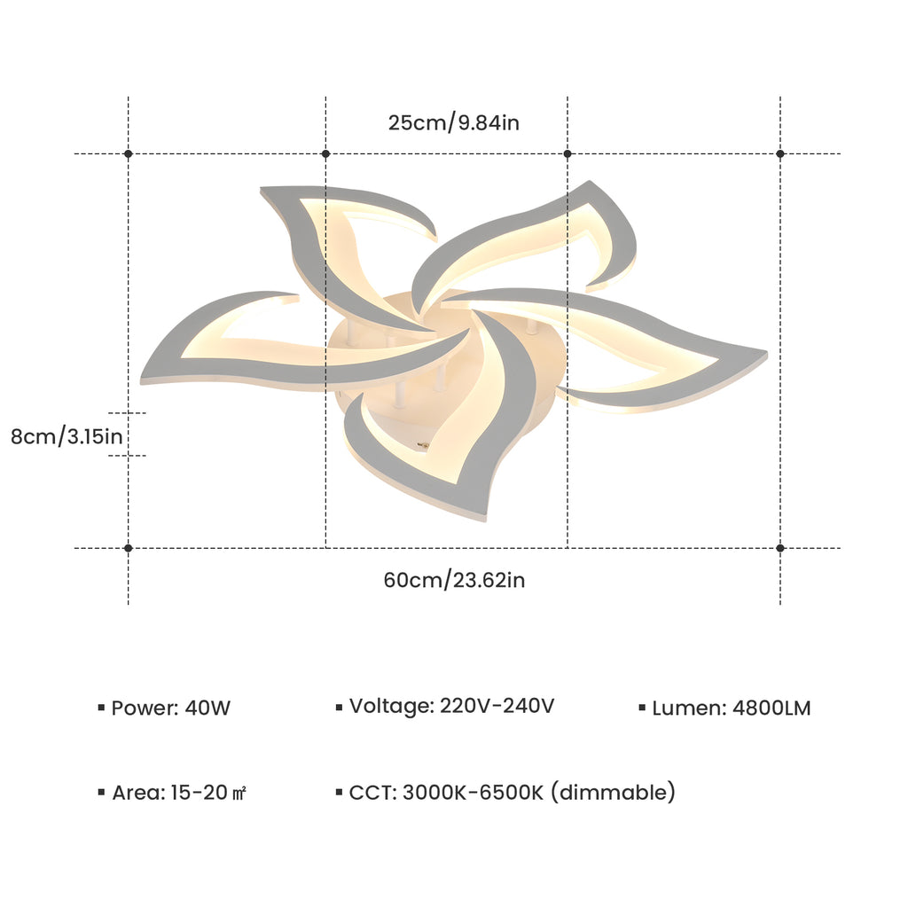 Ceiling Light - White Acrylic Frame, Tunable and Dimmable