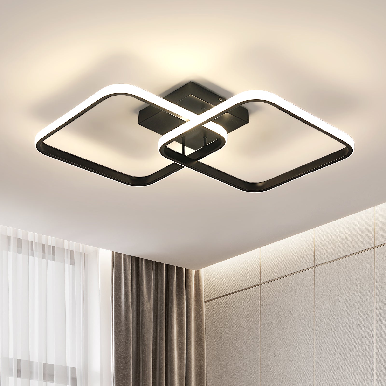 Ceiling Light - Black Aluminium Frame, Natural Light