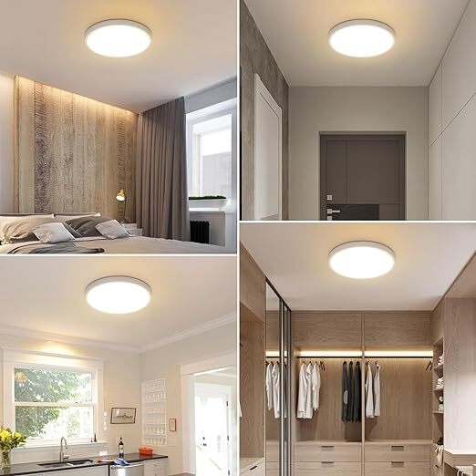 Ceiling Light - White Plastic Frame, Warm Light