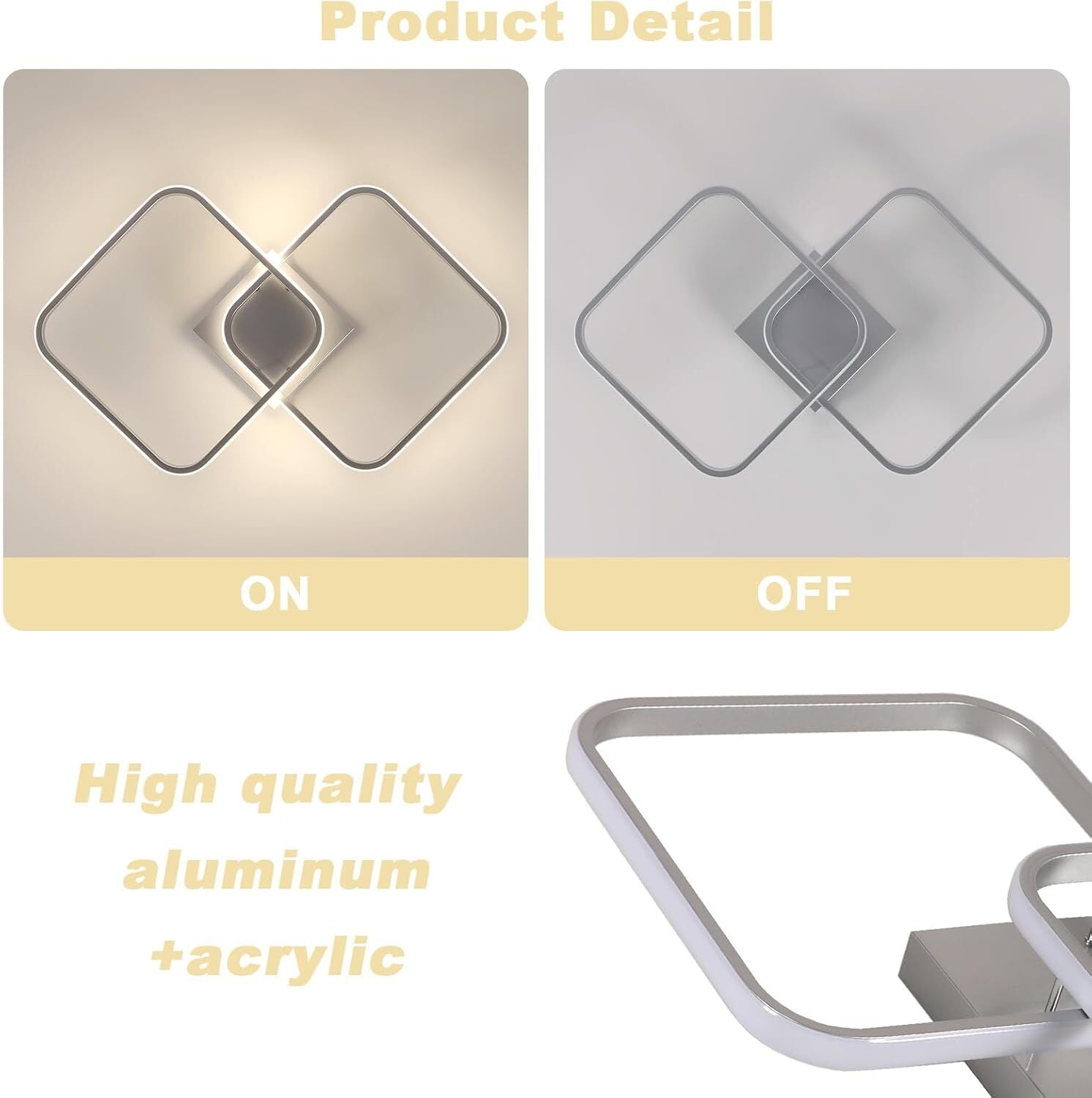 Ceiling Light - Silver Aluminium Frame, Natural Light