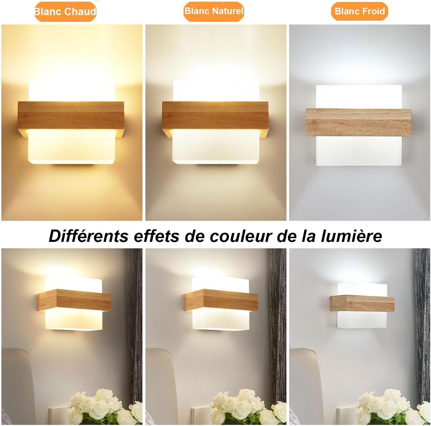 Wall Light - Wood Glass Frame, Tunable