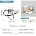 Ceiling Light - Chrome Aluminium Frame, Warm Light