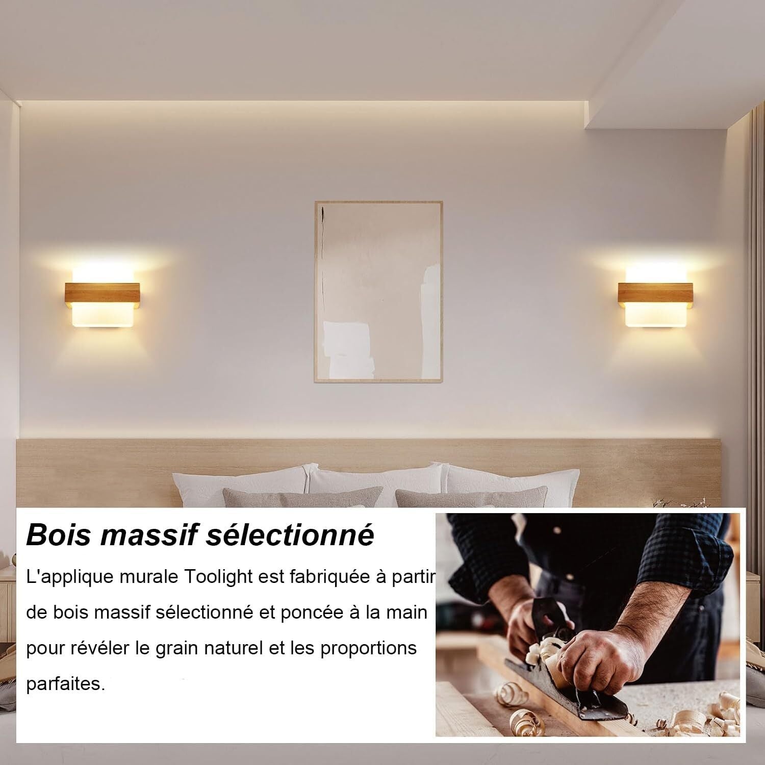 Wall Light - Wood Glass Frame, Tunable