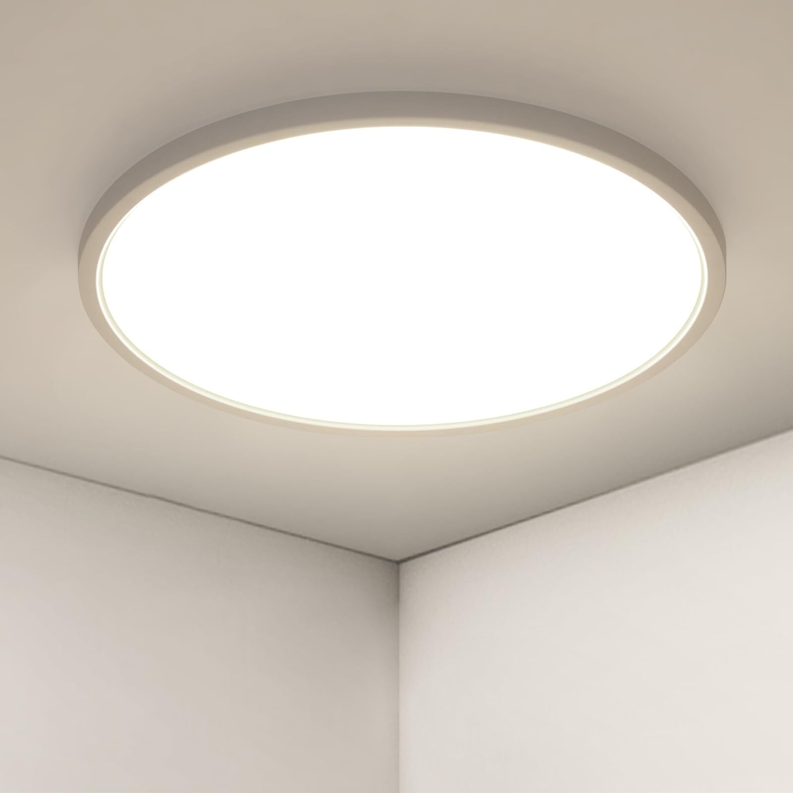 Ceiling Light - White Plastic Frame, Natural Light