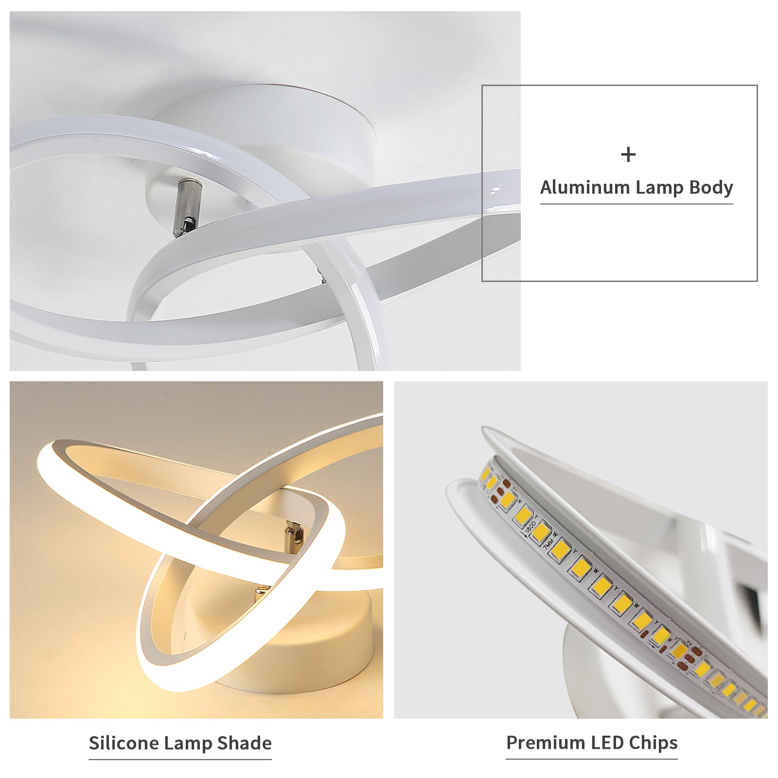 Ceiling Light - White Aluminium Frame, Warm Light