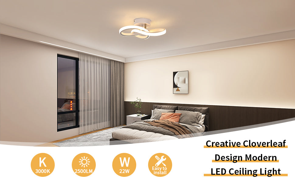 Ceiling Light - White Aluminium Frame, Warm Light