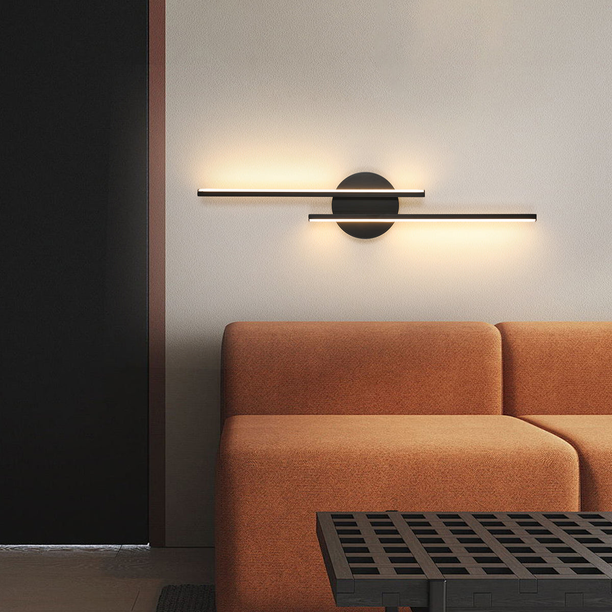 Wall Light - Black Aluminium Frame, Warm Light